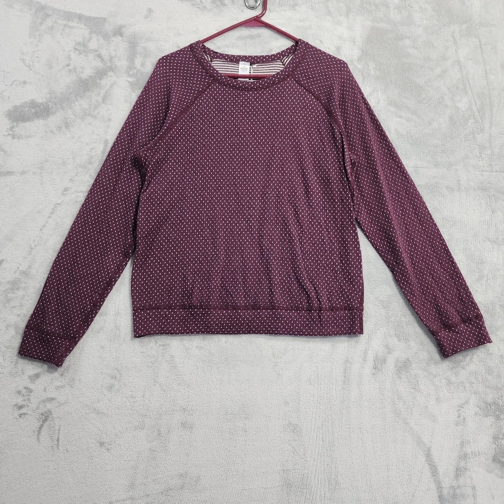 NEW Marine Layer Sweatshirt Womens S Red Reversible Raglan Stripe Dot Casual Top